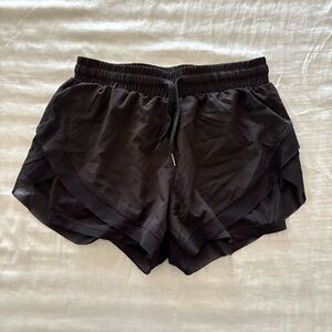 Black Women's Athletic Shorts with Layered Hem